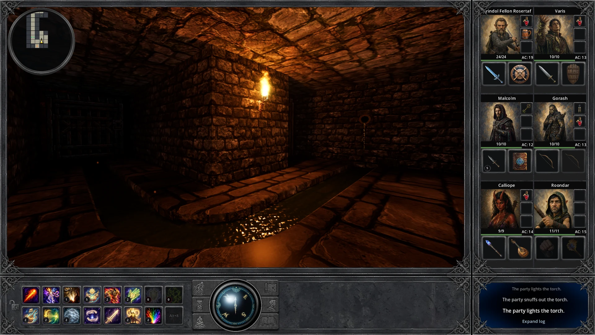 Torchlit exploration in the sewers