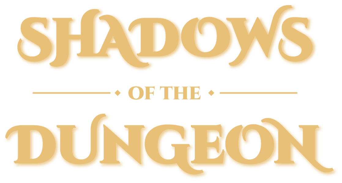 Shadows of the Dungeon logo in flat gold